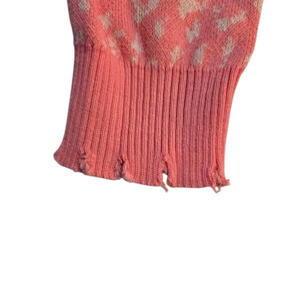 Anthropologie Fate Size M Pullover V-Neck Pink Sweater Animal Print Distressed - Picture 8 of 9